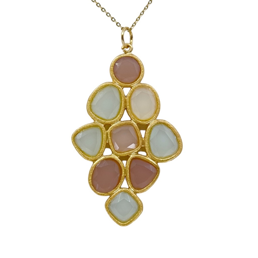 Gold Vermeil Sterling silver chalcedony & Rose Quartz pendant - GM947
